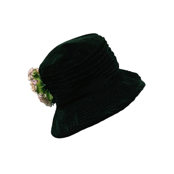Vintage Importa Black Velvet Flower Wide Brim Hat, Cotton main image 5